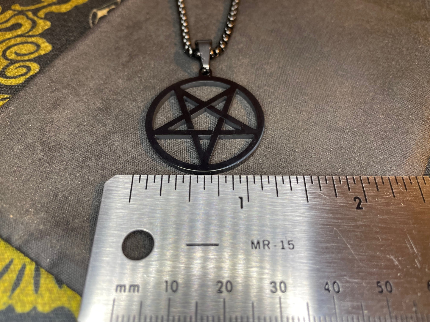 Inverted Pentagram Upside Down Stainless Steel Pendant Necklace Talisman Amulet Gothic Satanic Wiccan Pagan Occult Jewelry Best Gift - Black