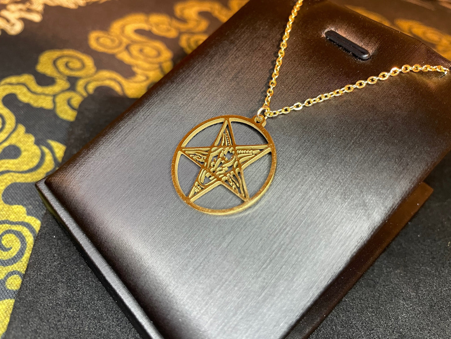 Sigil of Baphomet Church of Satan Seal Inverted Pentagram Stainless Steel Pendant Necklace Satanic Wiccan Pagan Occult Jewelry Gift - Gold