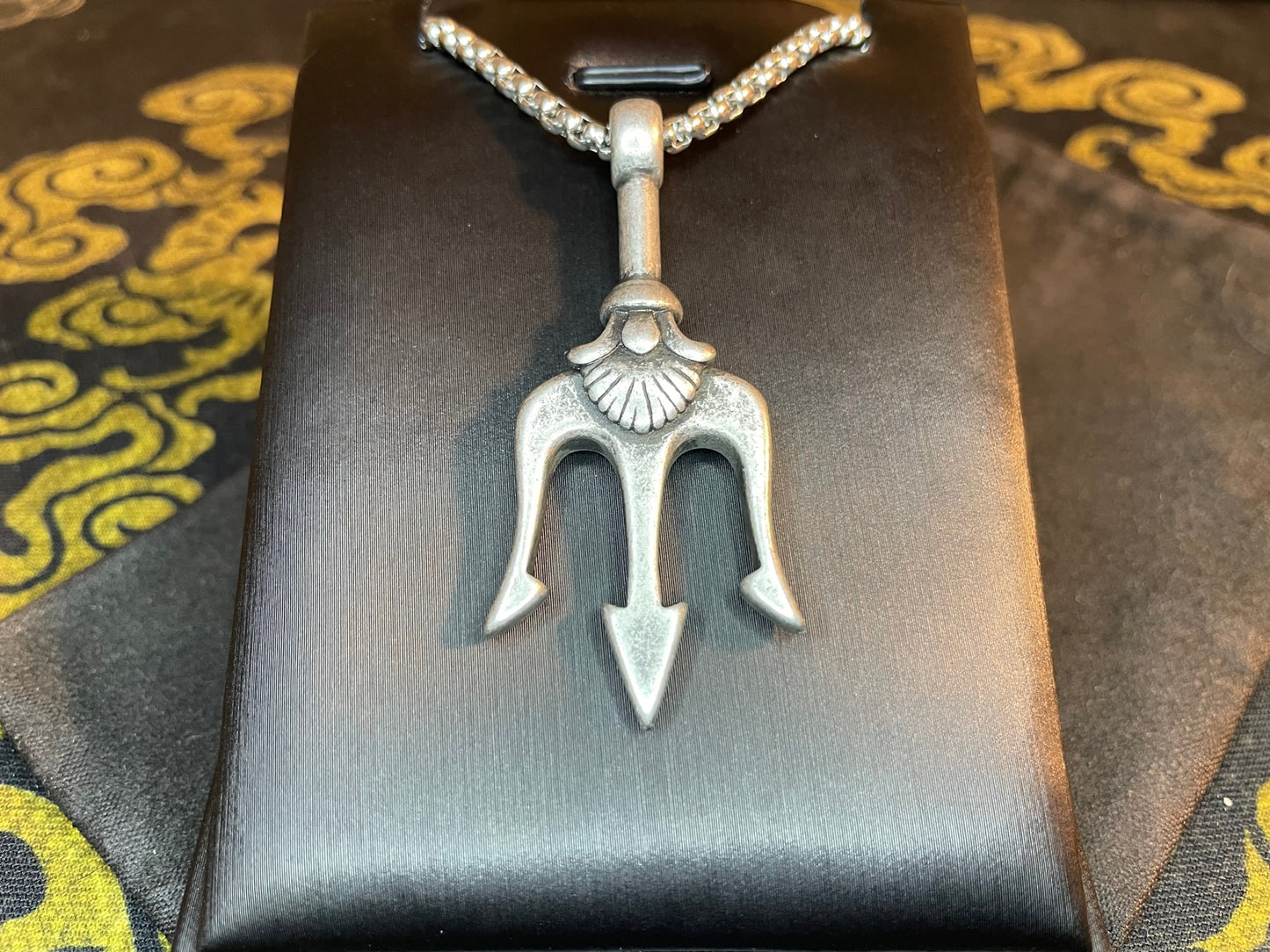 Neptune's Trident Poseidon's Spear Tip Tribal Pitchfork Stainless Steel Pendant Necklace Satanic Wiccan Pagan Occult Jewelry Gift - Steel