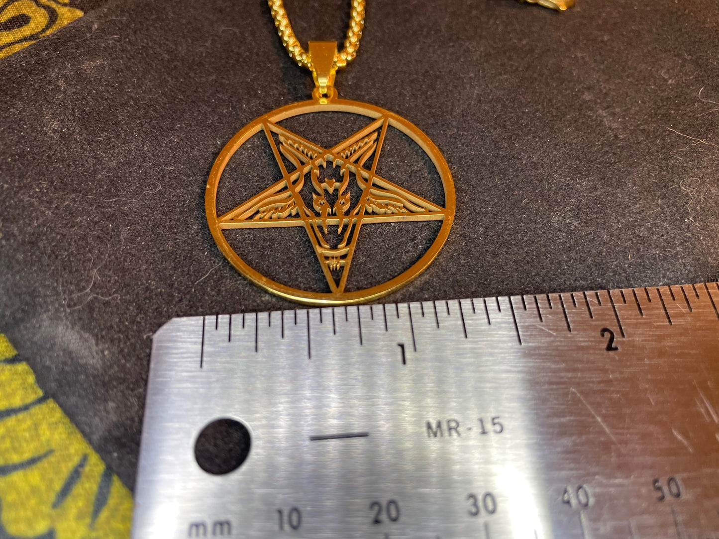 Sigil of Baphomet Satanic Church Upside Down Inverted Pentagram Stainless Steel Pendant Necklace Gothic Pagan Occult Jewelry Gift - Gold