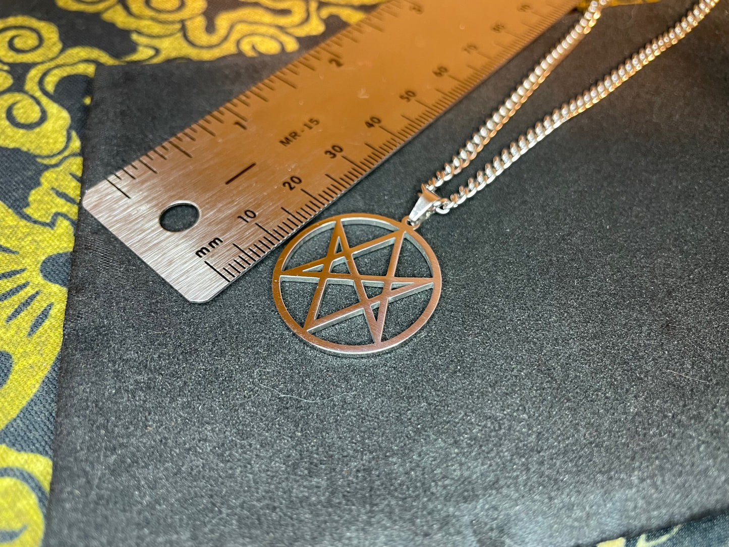 Unicursal Hexagram Thelema Symbol Stainless Steel Pendant Necklace Aleister Crowley Satanic Church Wiccan Pagan Occult Jewelry Gift - Silver