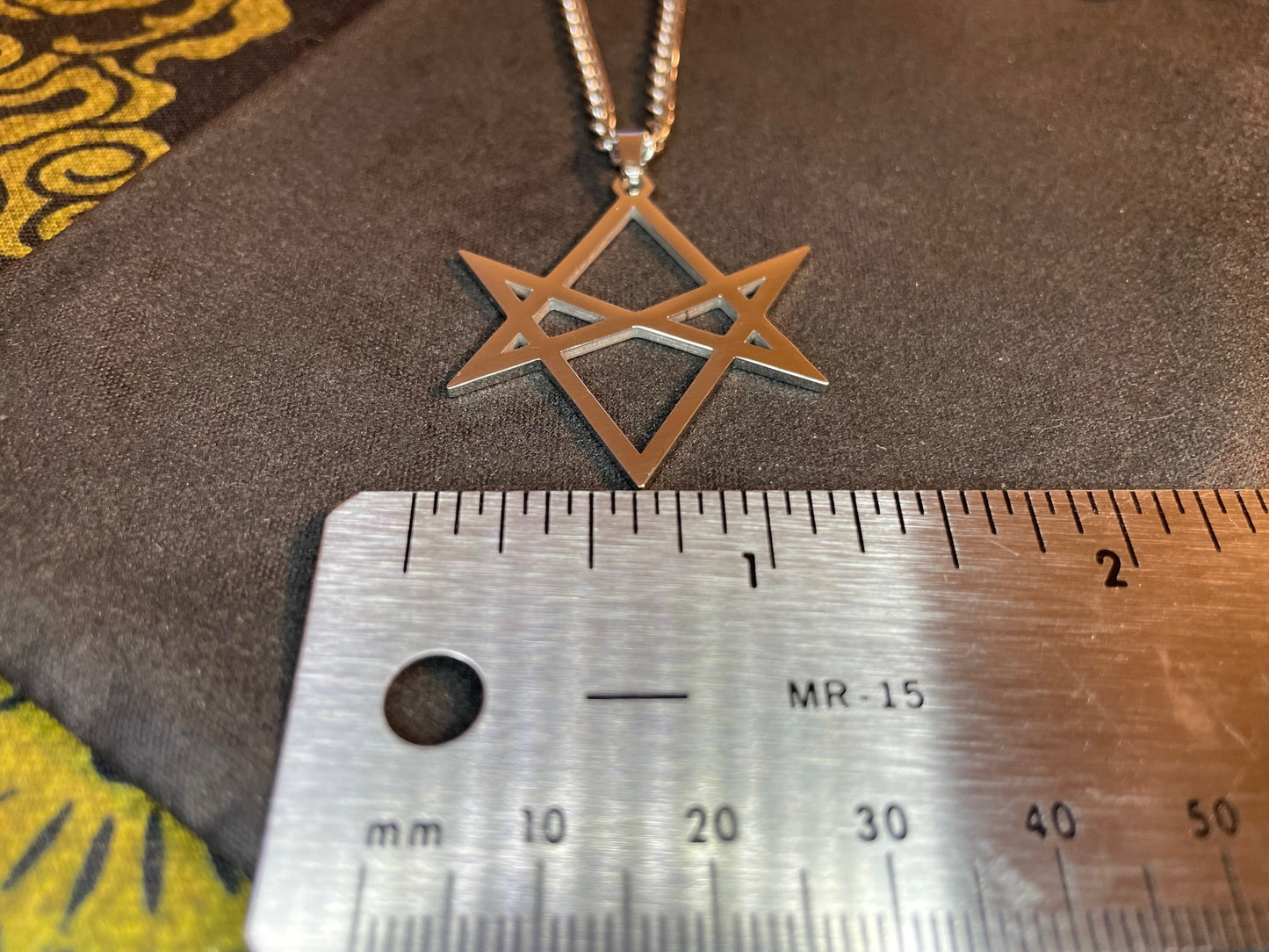 Unicursal Hexagram Thelema Symbol Stainless Steel Pendant Necklace Aleister Crowley Satanic Church Wiccan Pagan Occult Jewelry Gift - Silver