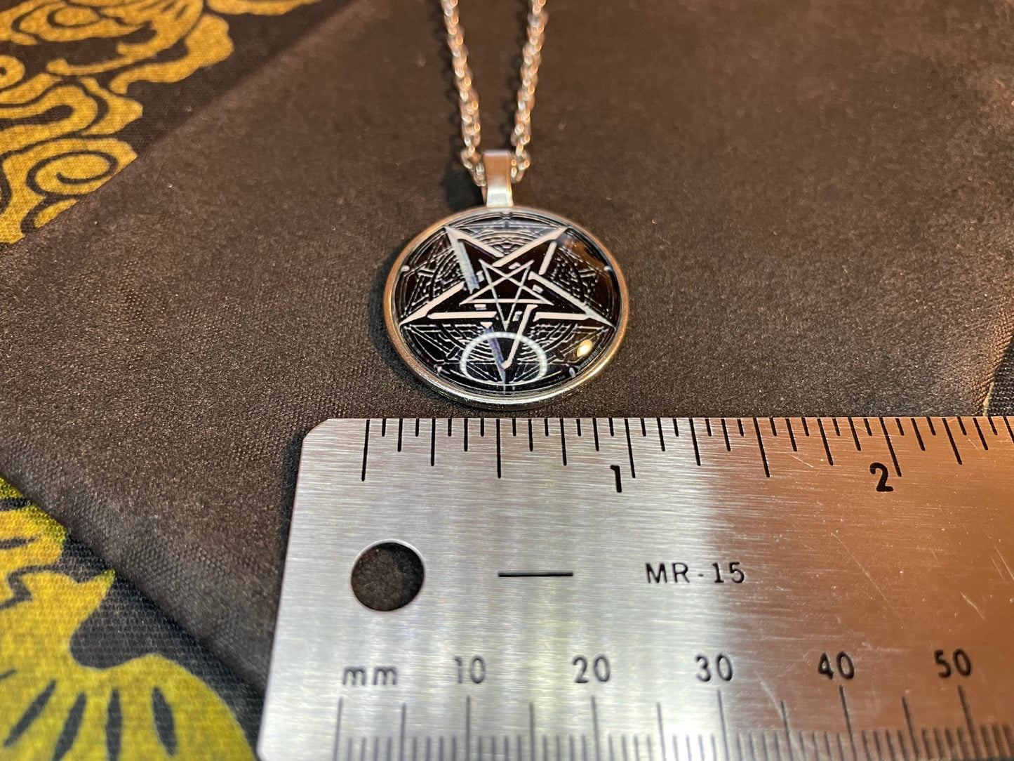 Double Pentagram Sigil of Leviathan Baphomet Lucifer Glass Stainless Steel Pendant Necklace Satanic Wiccan Occult Jewelry Best Gift - Silver