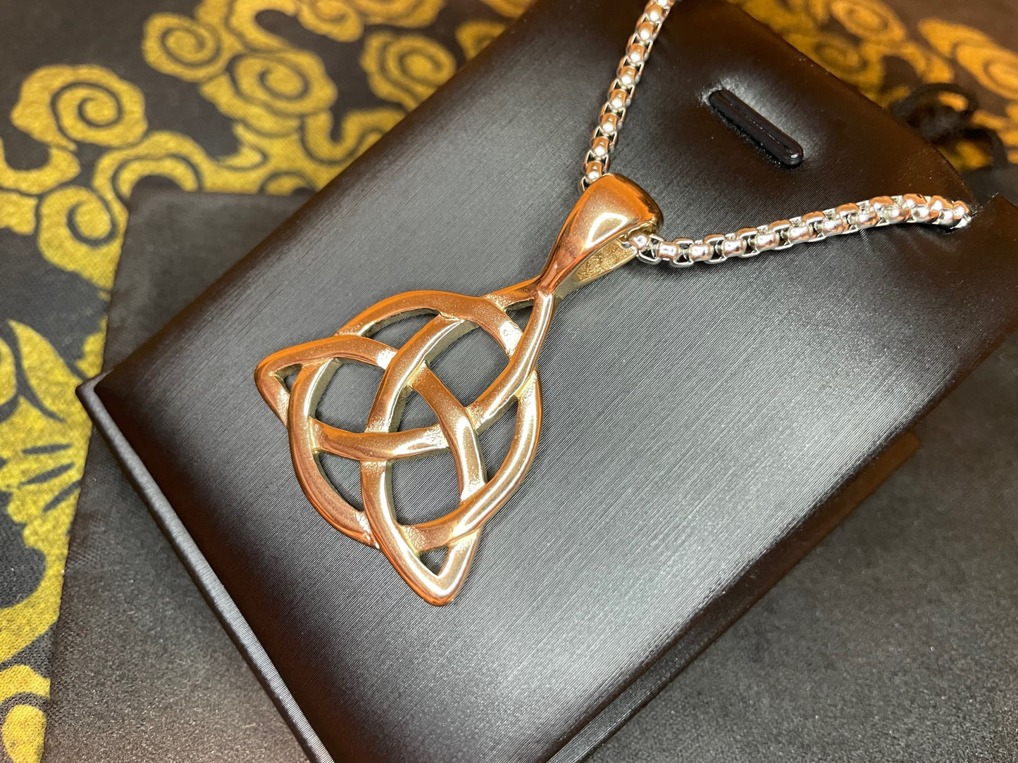 Celtic Triple Knot Viking Nordic Thor Loki Norse Steel Pendant Necklace Amulet Talisman Satanic Wiccan Occult Jewelry Best Gift - Rose Gold