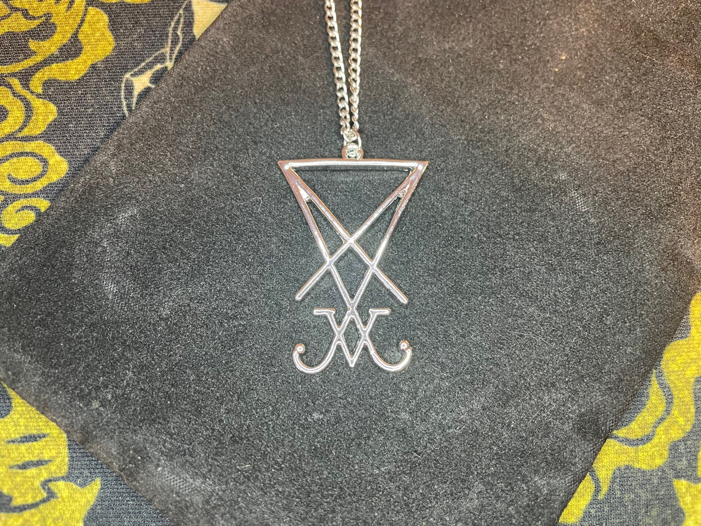 Sigil of Lucifer Seal of Satan Stainless Steel Pendant Necklace Gothic Satanic Wiccan Pagan Temple Church Occult Jewelry Gift - Silver