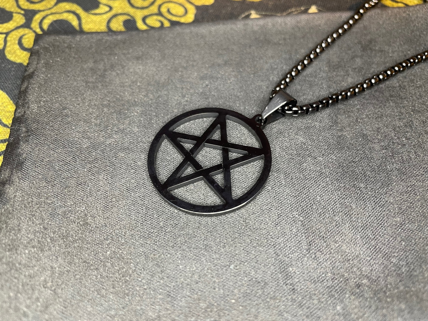 Inverted Pentagram Upside Down Stainless Steel Pendant Necklace Talisman Amulet Gothic Satanic Wiccan Pagan Occult Jewelry Best Gift - Black