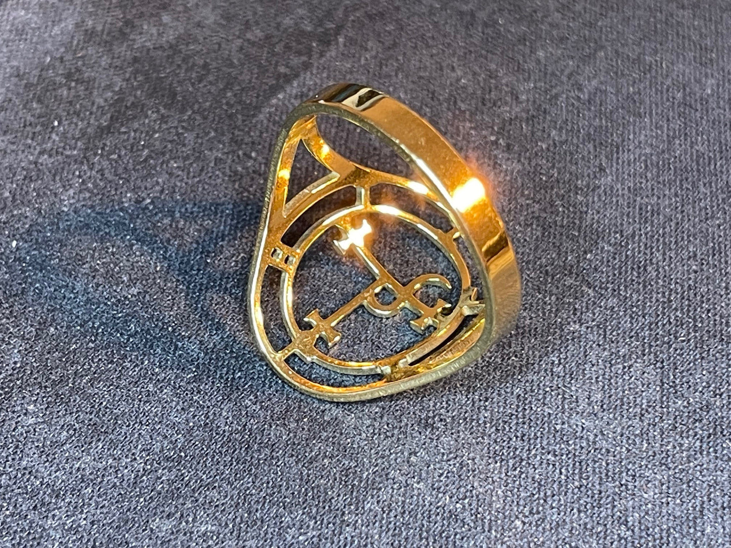 Demon Seal of Lilith Goddess Lucifer Satan Sigil Stainless Steel Ring Gothic Pagan Satanic Church Wiccan Occult Jewelry Best Gift - Gold