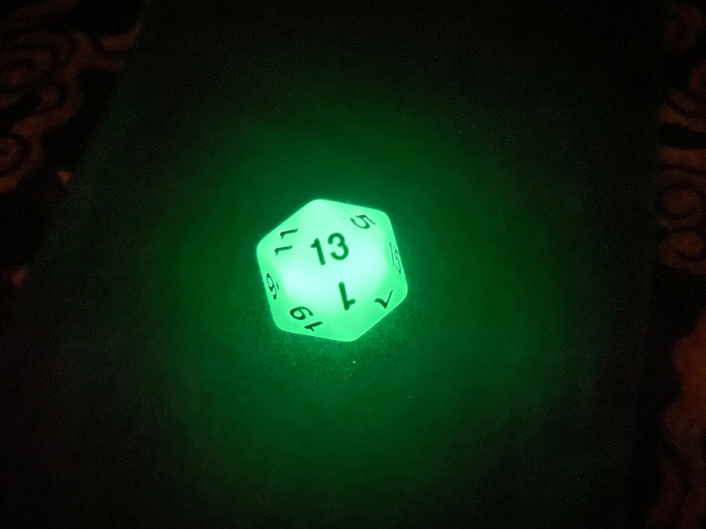 Glow in the Dark Fantasy Game Dice Set of Seven d20 d12 d10 d10 d8 d6 d4 Dungeons Gothic Dragons Pagan Wiccan Satanic Occult Magic Ritual