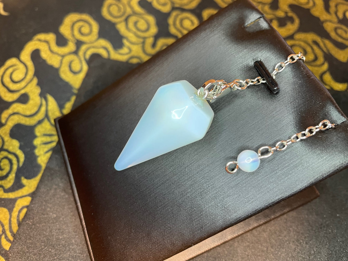 Blue Opal Healing Biolocation Pendulum Natural Gemstone Divination Crystal Gothic Pagan Wiccan Satanic Occult Magic Ritual Stone - Opalite