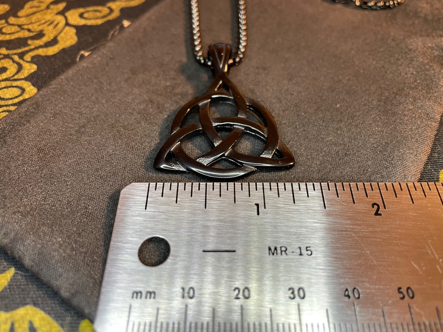 Celtic Triple Knot Viking Nordic Thor Loki Norse Steel Pendant Necklace Amulet Talisman Satanic Wiccan Pagan Occult Jewelry Gift -  Black