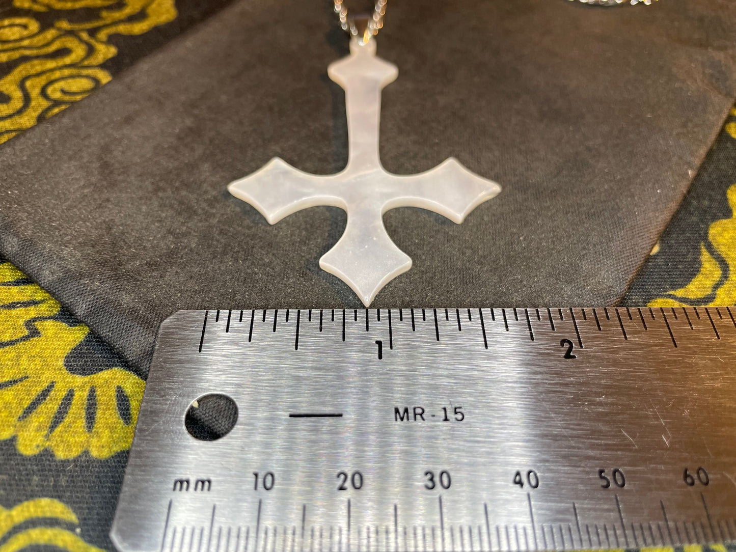 Swirled Acrylic Inverted Upside Down Cross Pendant Necklace Vintage Gothic Satanic Church Pagan Wiccan Occult Jewelry Best Gift - White