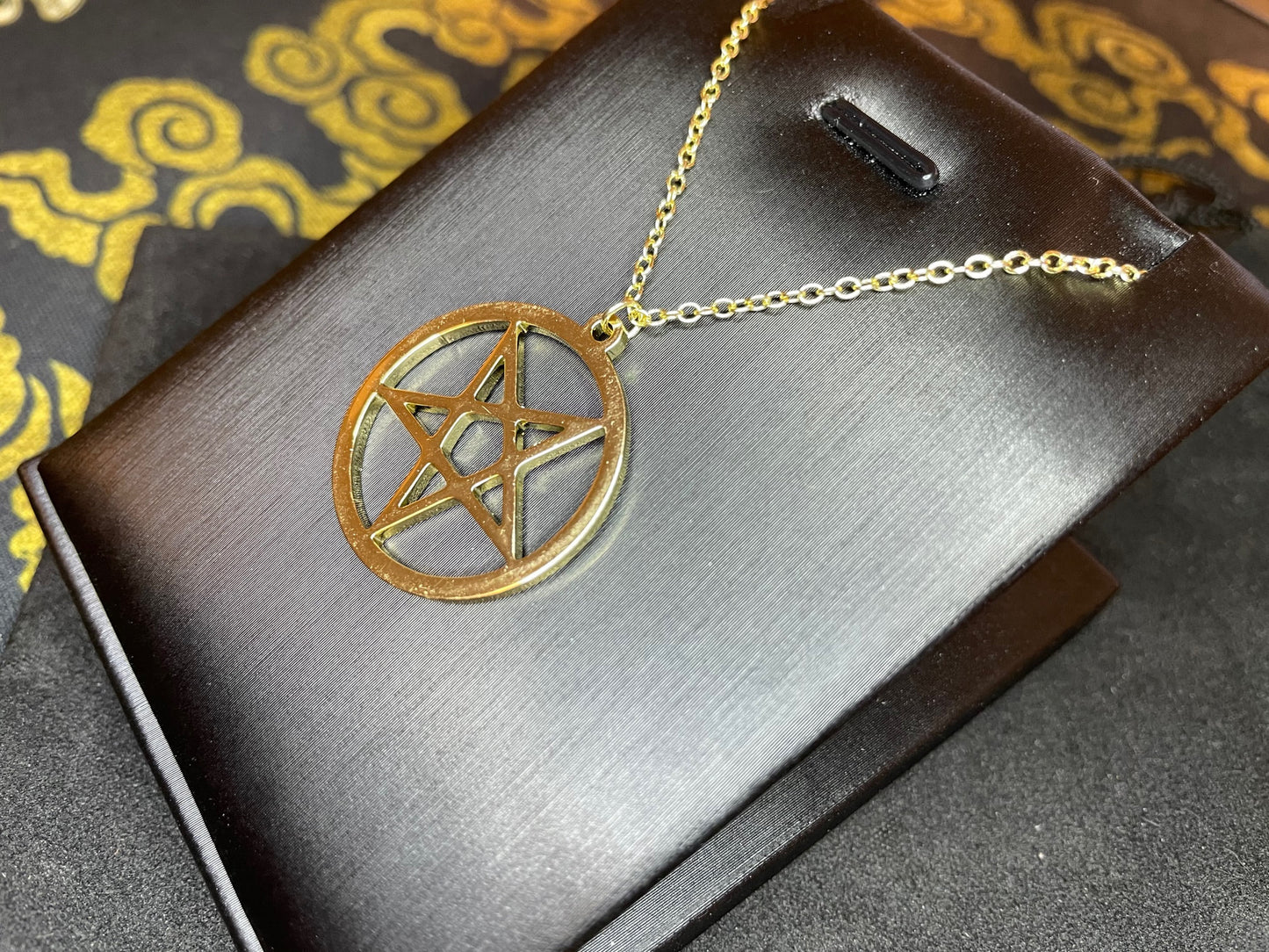 Satanic Inverted Pentagram Upside Down Pentacle Stainless Steel Minimalist Pendant Necklace Gothic Pagan Wiccan Occult Jewelry Gift - Gold