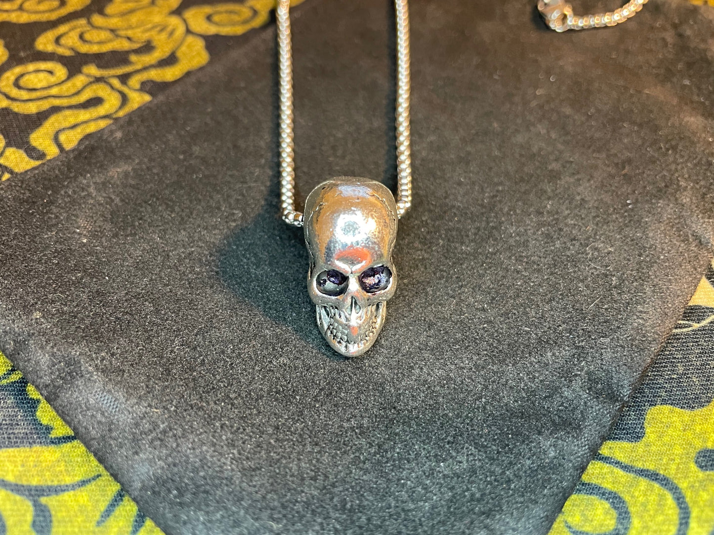 Skull Skeleton Death Ghost 3D Pendant Necklace Stainless Steel Biker Punk Gothic Wiccan Satanic Church Pagan Occult Jewelry Gift - Silver