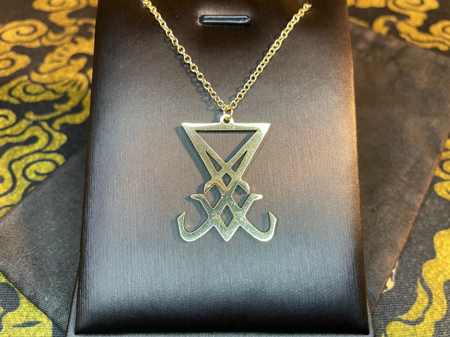 Sigil of Lucifer Seal of Satan Morning Star Venus Light-Bringer Stainless Steel Pendant Necklace Satanic Wiccan Occult Jewelry Gift - Gold