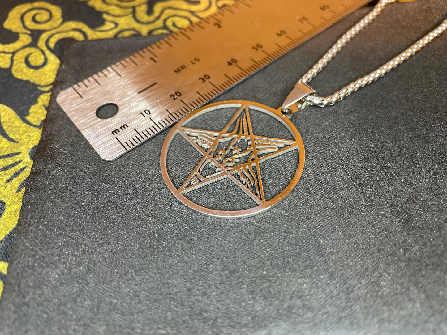 Sigil of Baphomet Satanic Church Upside Down Inverted Pentagram Stainless Steel Pendant Necklace Gothic Pagan Occult Jewelry Gift - Silver