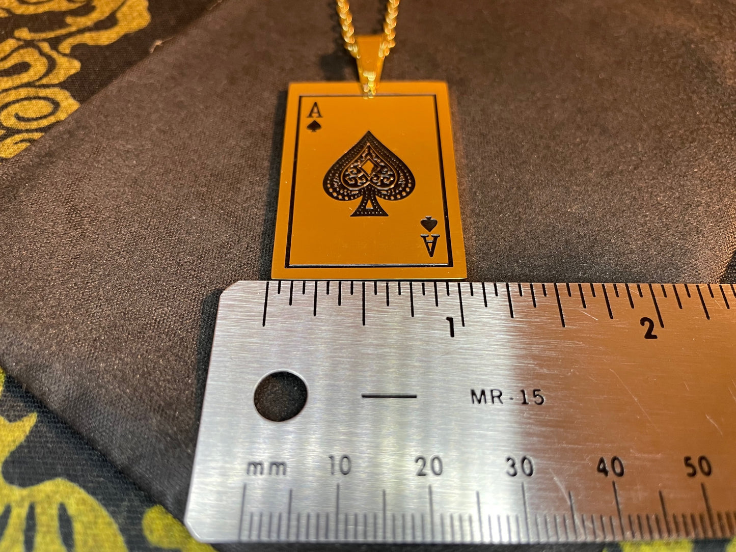 Ace of Spades Death Card Power Wealth Luck Poker Stainless Steel Pendant Necklace Gothic Satanic Pagan Wiccan Occult Jewelry Gift - Gold