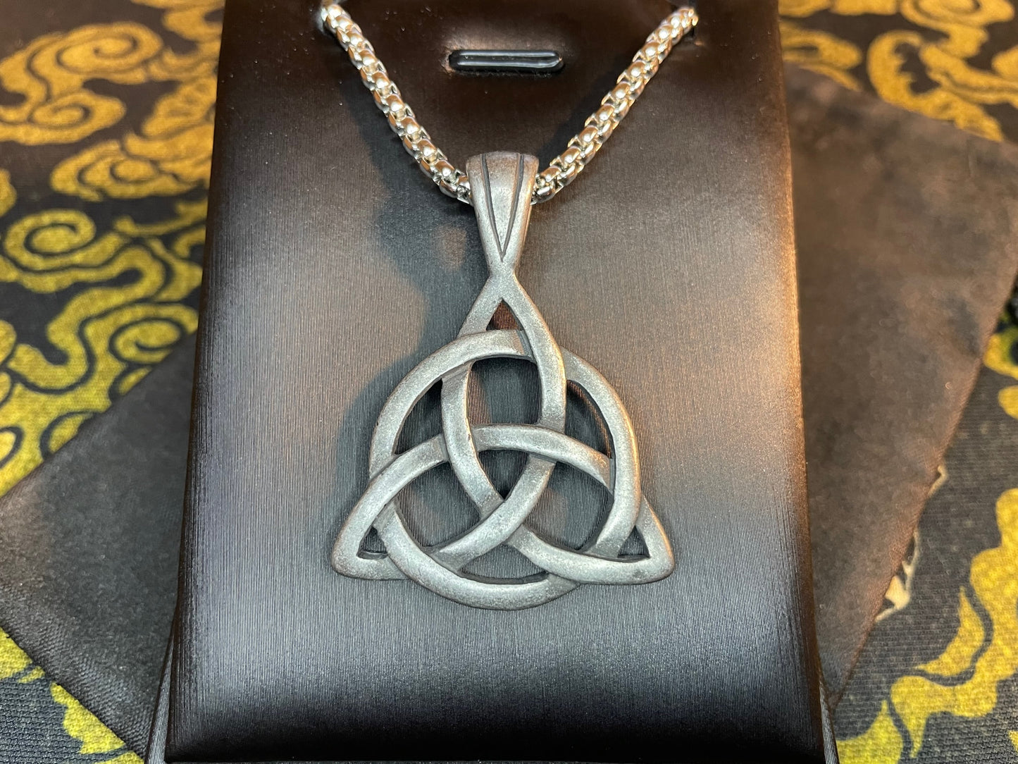 Celtic Triple Knot Viking Nordic Thor Loki Norse Steel Pendant Necklace Amulet Talisman Satanic Wiccan Pagan Occult Jewelry Gift -  Steel