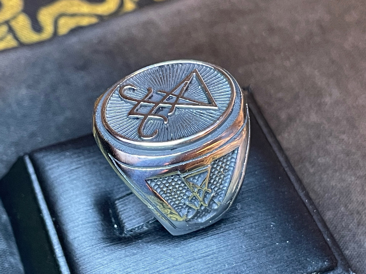 Sigil of Lucifer Seal Satan Baphomet Power Alchemy Symbol Statement Ring Gothic Pagan Wiccan Satanic Church Occult Jewelry - Silver Variant