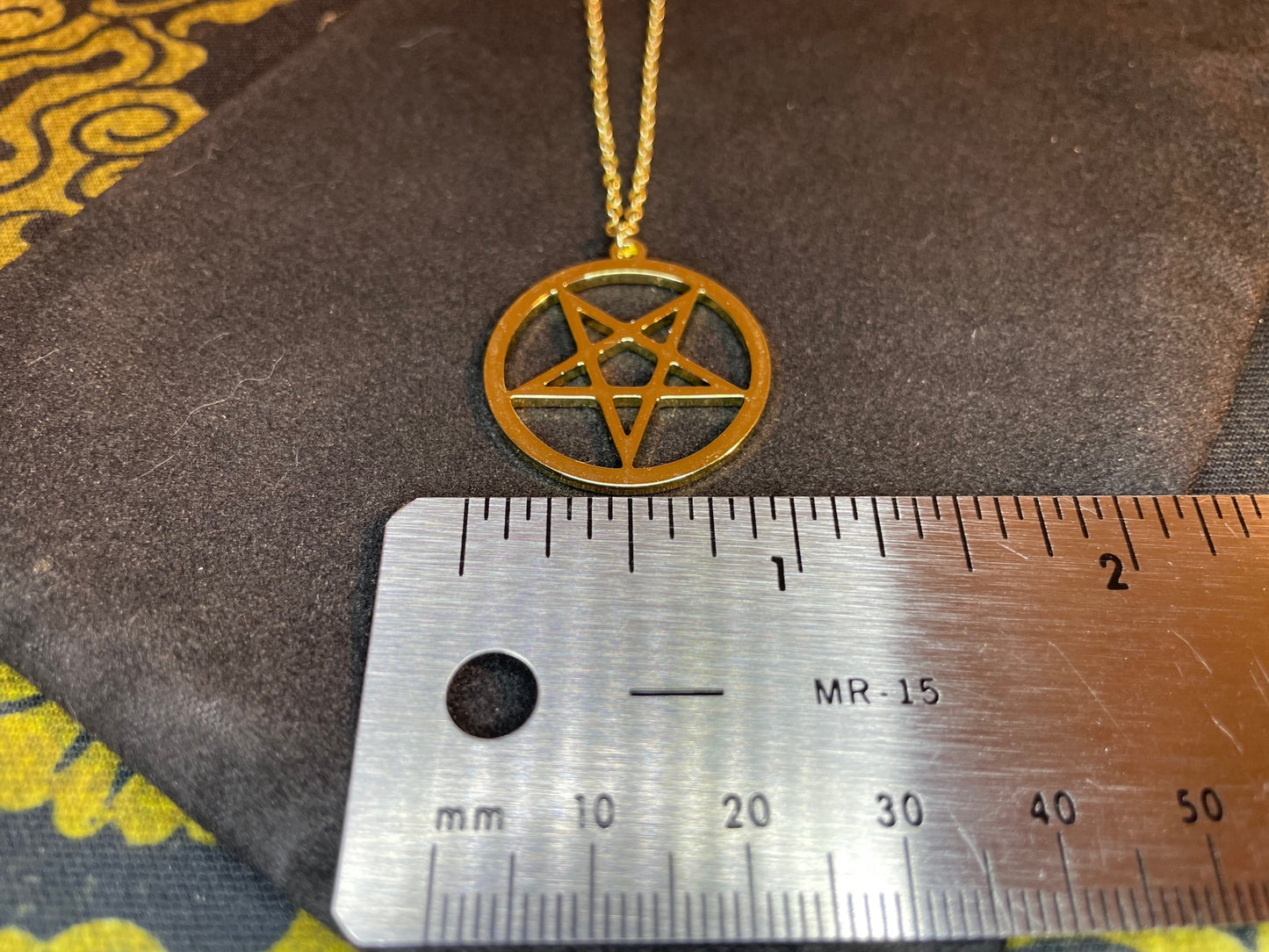 Satanic Inverted Pentagram Upside Down Pentacle Stainless Steel Minimalist Pendant Necklace Gothic Pagan Wiccan Occult Jewelry Gift - Gold