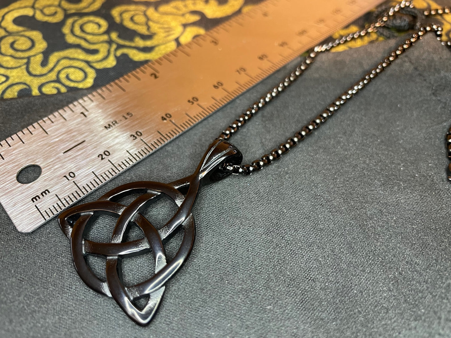 Celtic Triple Knot Viking Nordic Thor Loki Norse Steel Pendant Necklace Amulet Talisman Satanic Wiccan Pagan Occult Jewelry Gift -  Black