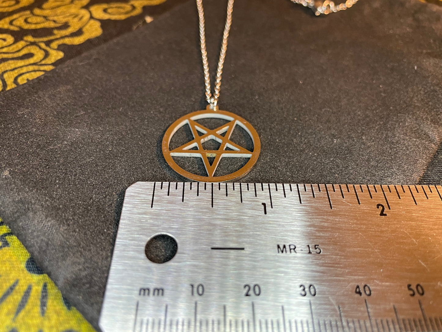 Satanic Inverted Pentagram Upside Down Pentacle Stainless Steel Minimalist Pendant Necklace Gothic Pagan Wiccan Occult Jewelry Gift - Silver