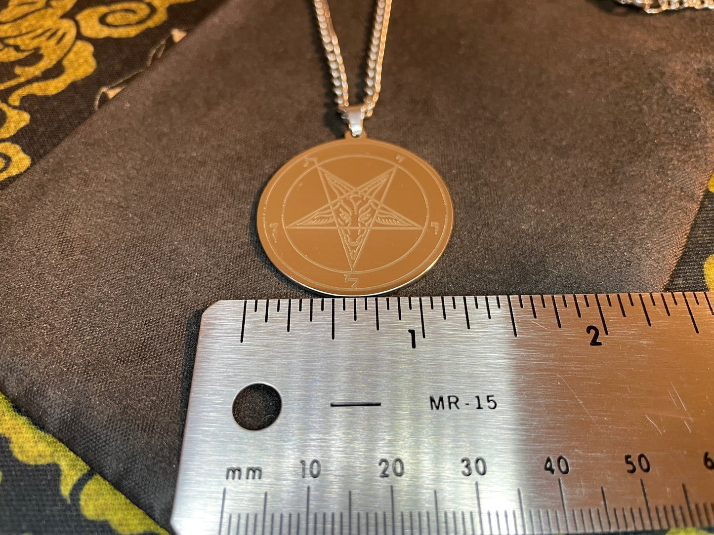 Sigil of Baphomet Official Church of Satan Inverted Upside Down Pentagram Necklace Pagan Wiccan Satanic Occult Jewelry Gift - Silver & Gold