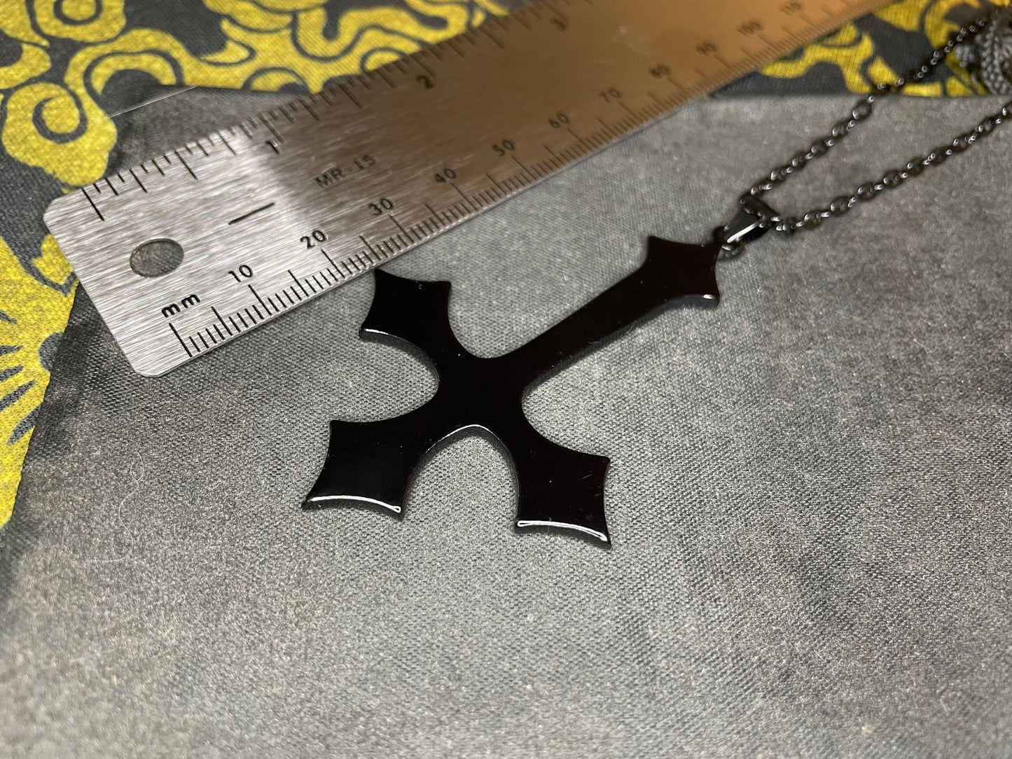 Swirled Acrylic Inverted Upside Down Cross Pendant Necklace Vintage Gothic Satanic Church Pagan Wiccan Occult Jewelry Best Gift - Black