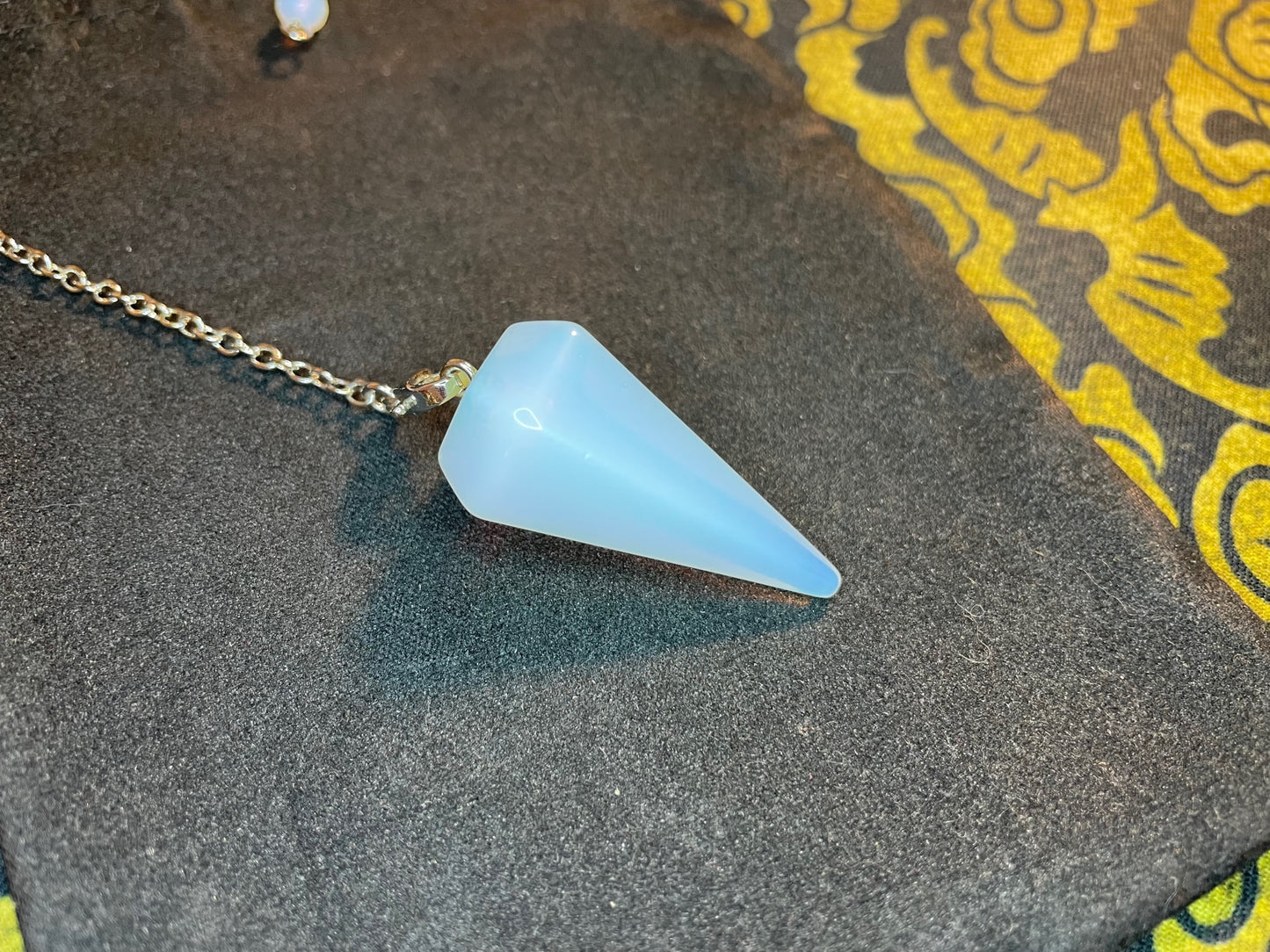 Blue Opal Healing Biolocation Pendulum Natural Gemstone Divination Crystal Gothic Pagan Wiccan Satanic Occult Magic Ritual Stone - Opalite