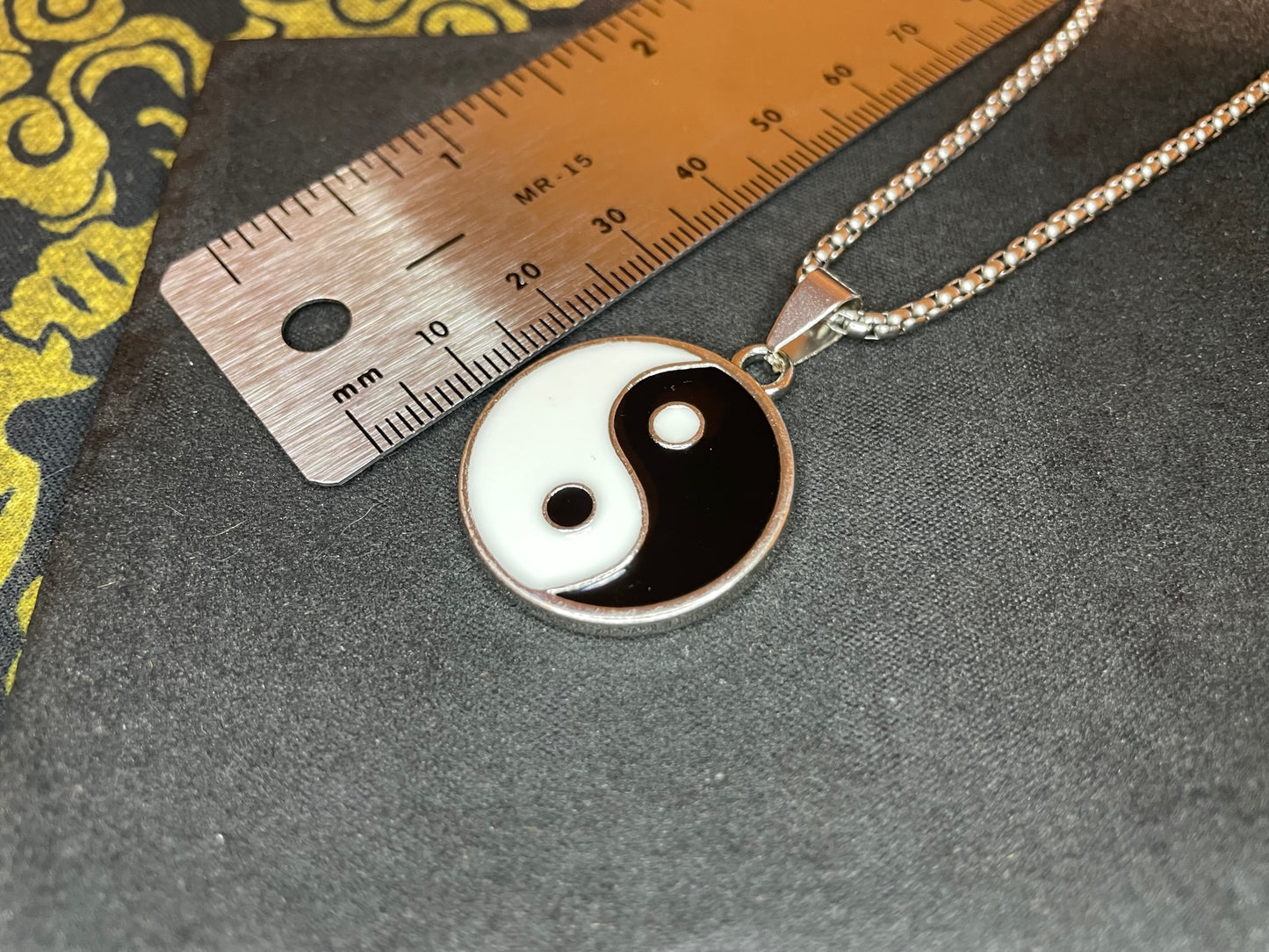 Yin Yang Taijitu Taoist Symbol Stainless Steel Balance Pendant Necklace Gothic Satanic Wiccan Pagan Occult Jewelry Gift - Black & White