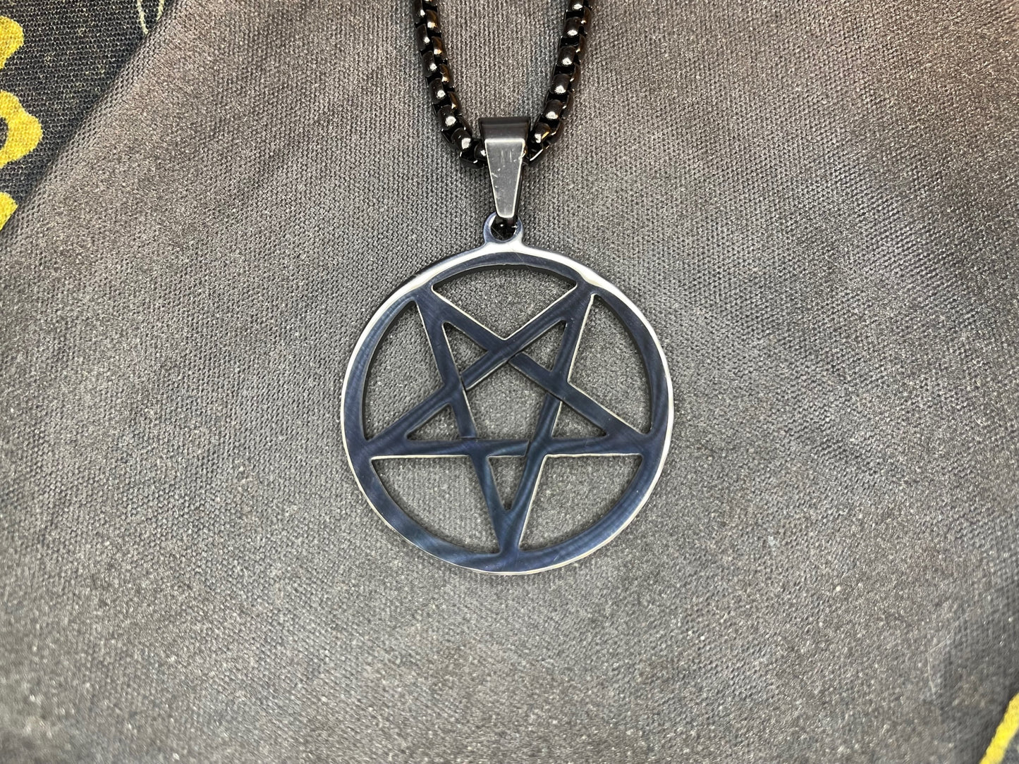 Inverted Pentagram Upside Down Stainless Steel Pendant Necklace Talisman Amulet Gothic Satanic Wiccan Pagan Occult Jewelry Best Gift - Black