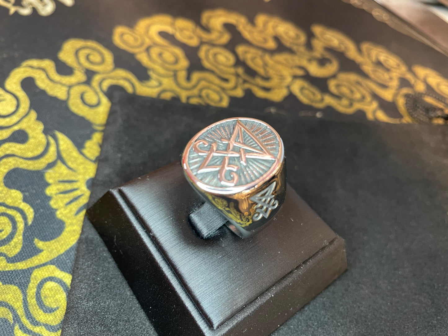 Sigil of Lucifer Seal of Satan Baphomet Power Alchemy Symbol Statement Ring Gothic Pagan Wiccan Satanic Church Occult Jewelry Gift - Silver