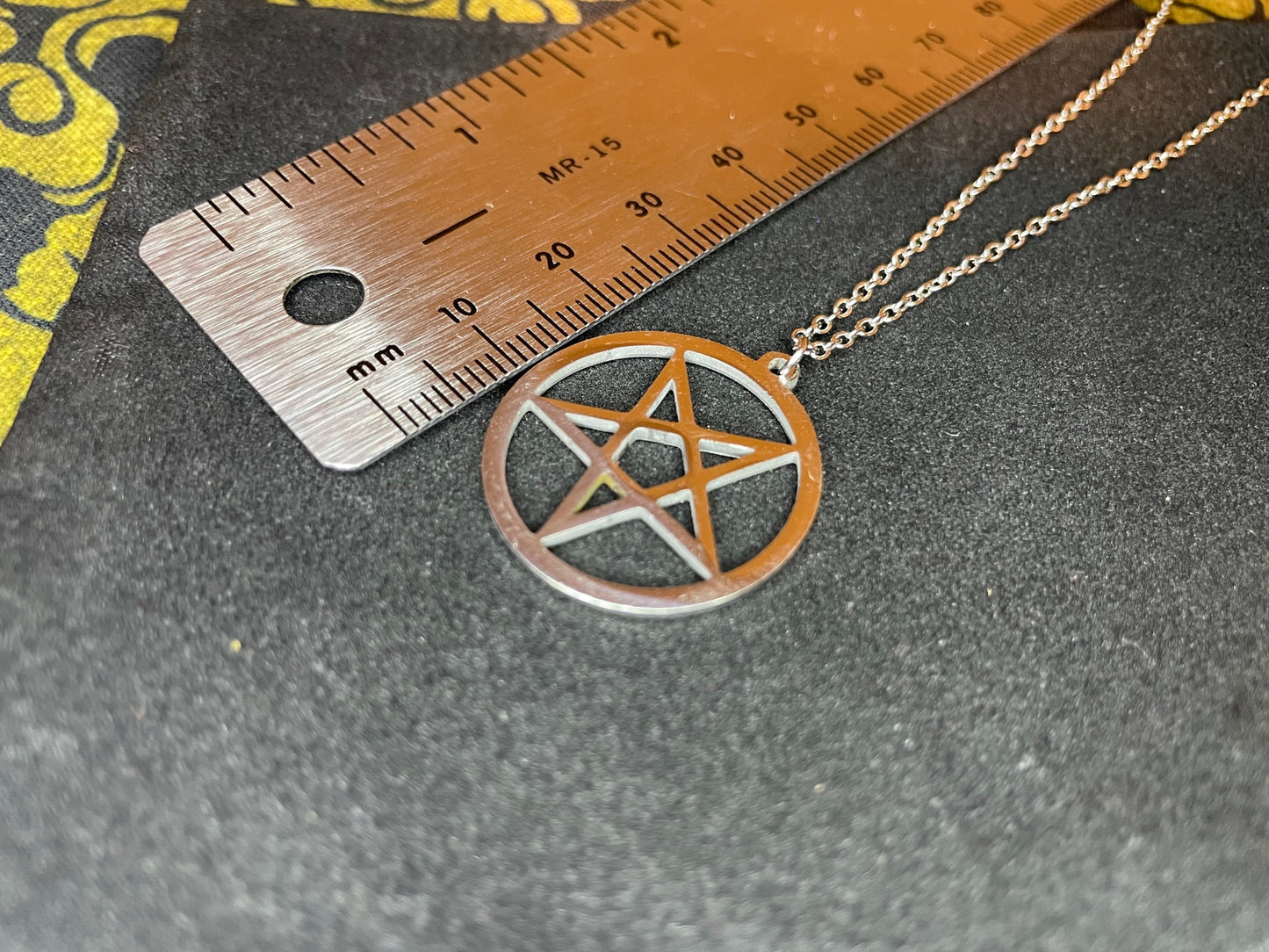 Satanic Inverted Pentagram Upside Down Pentacle Stainless Steel Minimalist Pendant Necklace Gothic Pagan Wiccan Occult Jewelry Gift - Silver