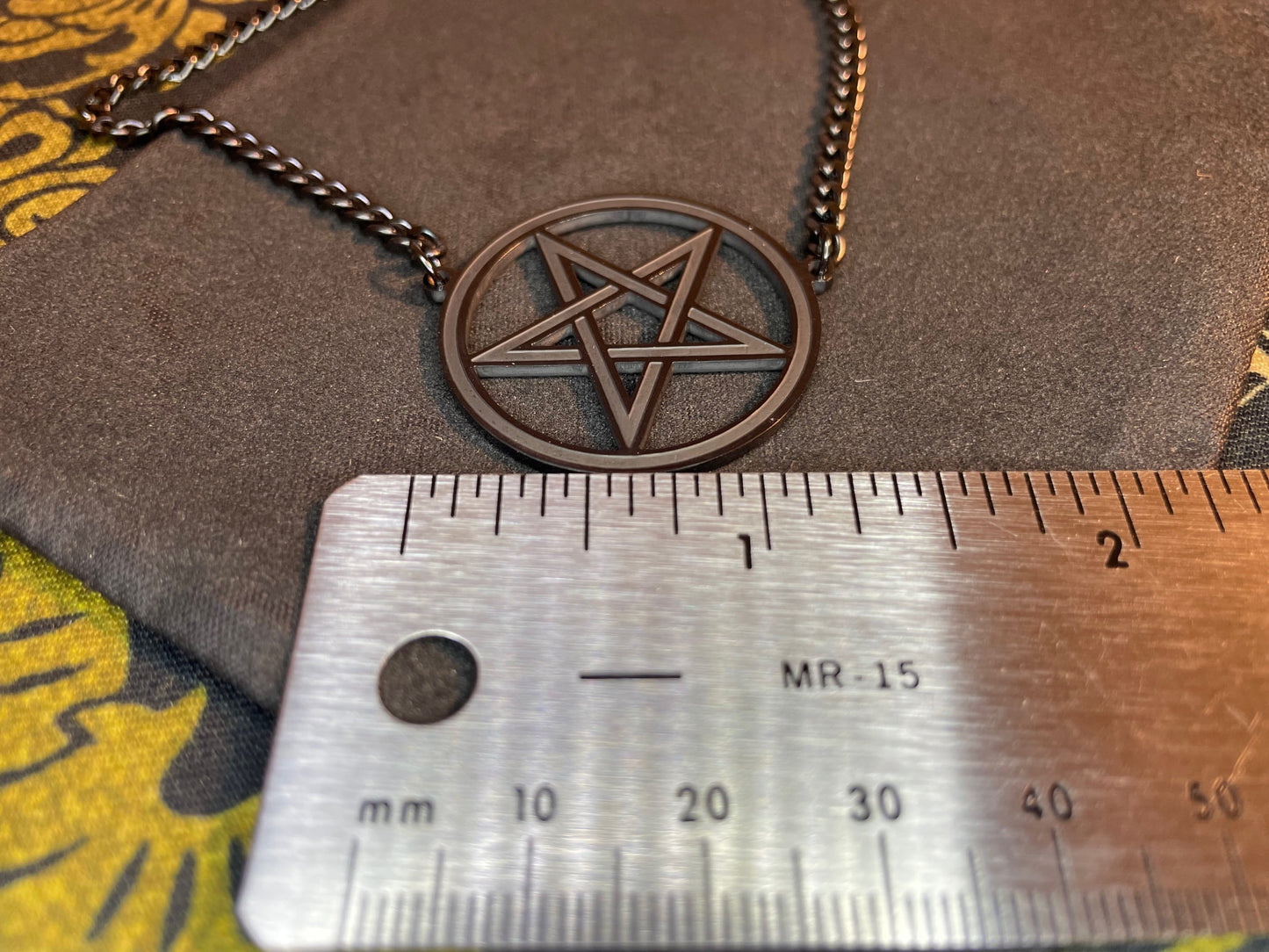 Inverted Pentagram Upside Down Choker Stainless Steel Cuban Link Chain Necklace Gothic Pagan Satanic Wiccan Occult Jewelry Best Gift - Black