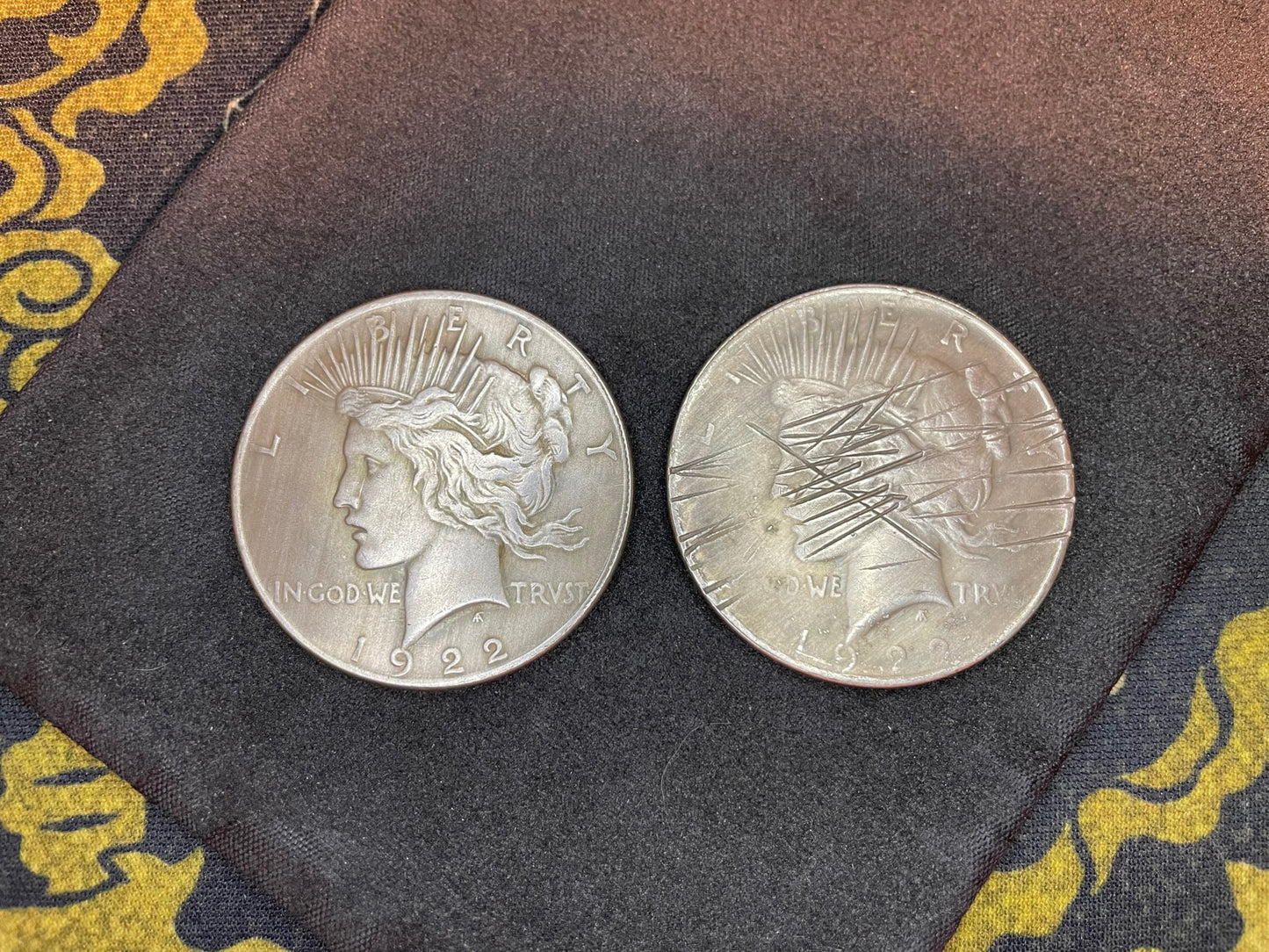 Two-Face Flip Decision Double-Sided Heads Coin 1922 Peace Dollar Lady Liberty Batman Joker Harvey Dent Gotham Wiccan Satanic Occult Gift