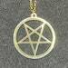 Satanic Inverted Pentagram Upside Down Pentacle Stainless Steel Minimalist Pendant Necklace Gothic Pagan Wiccan Occult Jewelry Gift - Gold