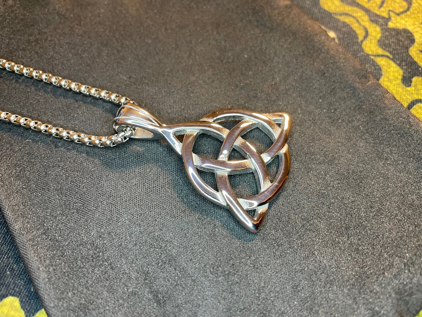 Celtic Triple Knot Viking Nordic Thor Loki Norse Steel Pendant Necklace Amulet Talisman Satanic Wiccan Pagan Occult Jewelry Gift -  Silver