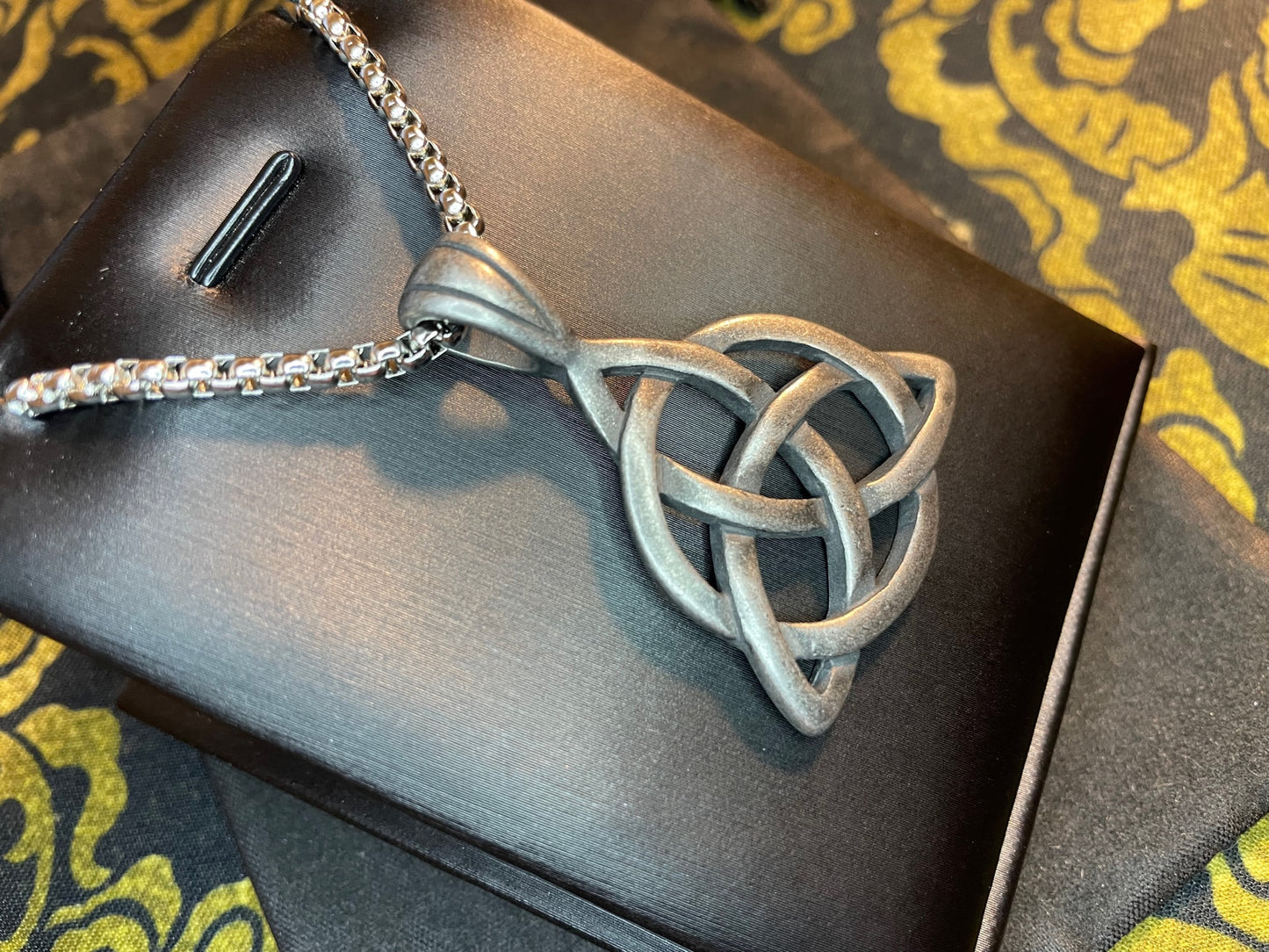 Celtic Triple Knot Viking Nordic Thor Loki Norse Steel Pendant Necklace Amulet Talisman Satanic Wiccan Pagan Occult Jewelry Gift -  Steel