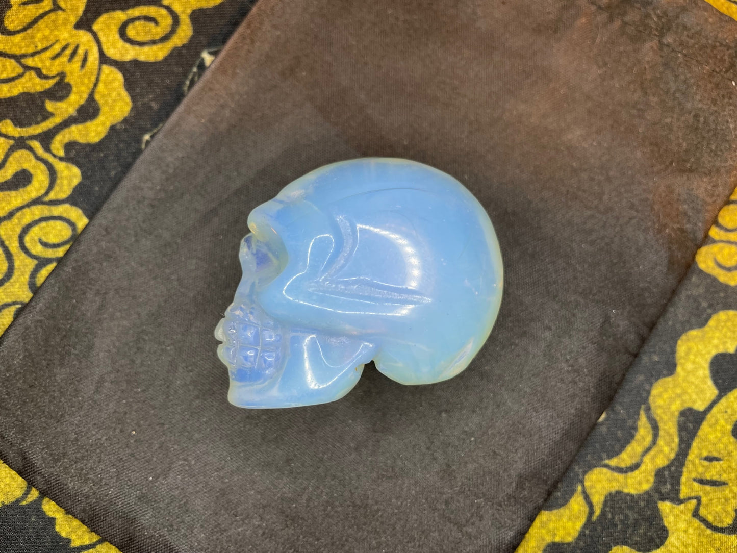 Opal Skull Natural Crystal Precious Stone Goddess Rainbow Feng Shui Gemstone Gothic Pagan Wiccan Satanic Occult Magic Ritual Idol - Blue