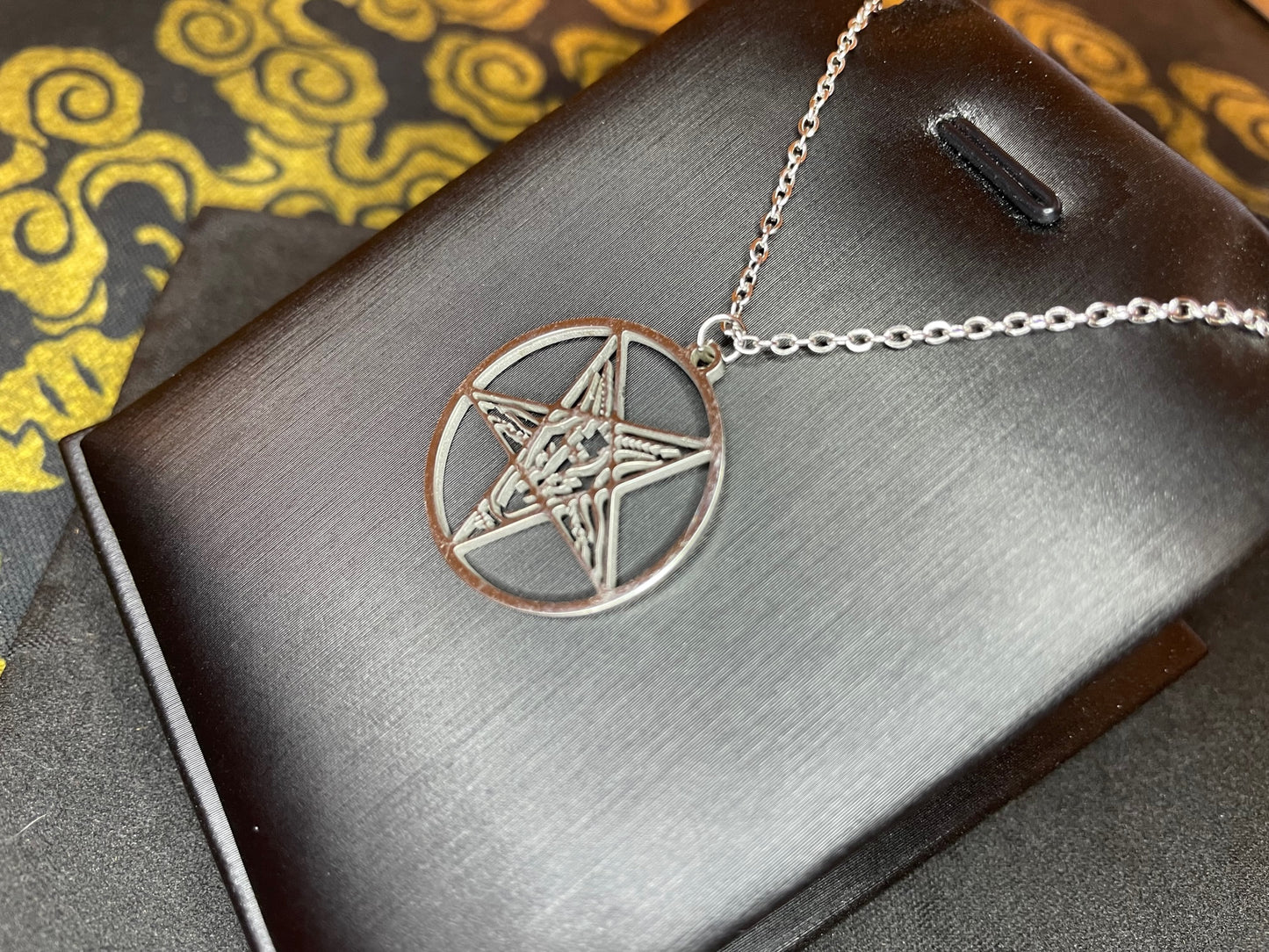 Sigil of Baphomet Church of Satan Seal Inverted Pentagram Stainless Steel Pendant Necklace Satanic Wiccan Pagan Occult Jewelry Gift - Silver