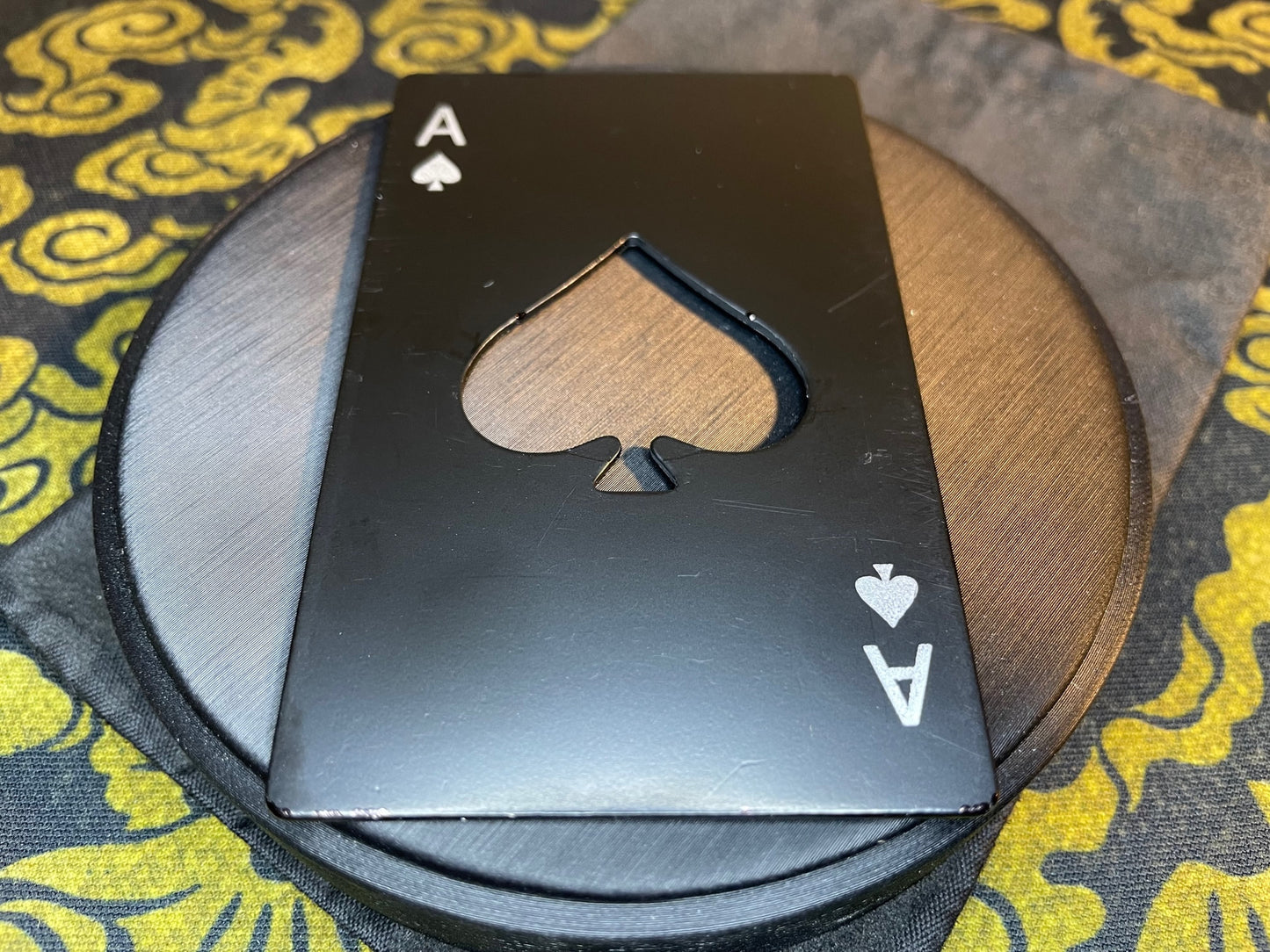 Ace of Spades Bottle Opener Death Card Power Wealth Luck Poker Deck Steel Gothic Satanic Pagan Wiccan Occult Jewelry Best Man Gift - Black