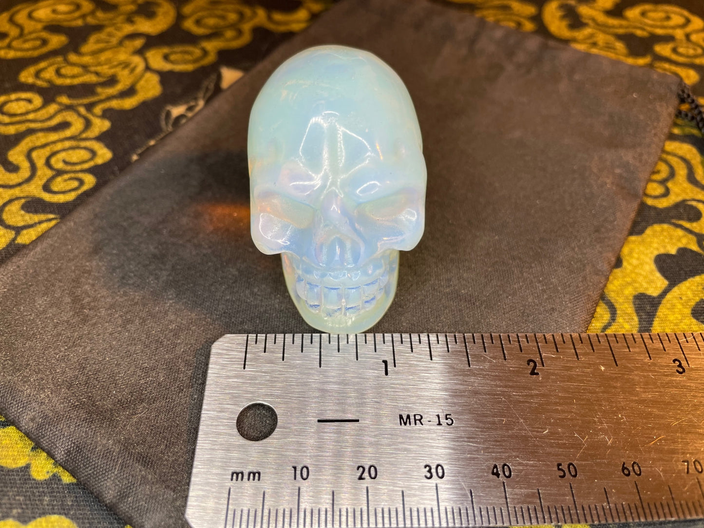 Opal Skull Natural Crystal Precious Stone Goddess Rainbow Feng Shui Gemstone Gothic Pagan Wiccan Satanic Occult Magic Ritual Idol - Blue