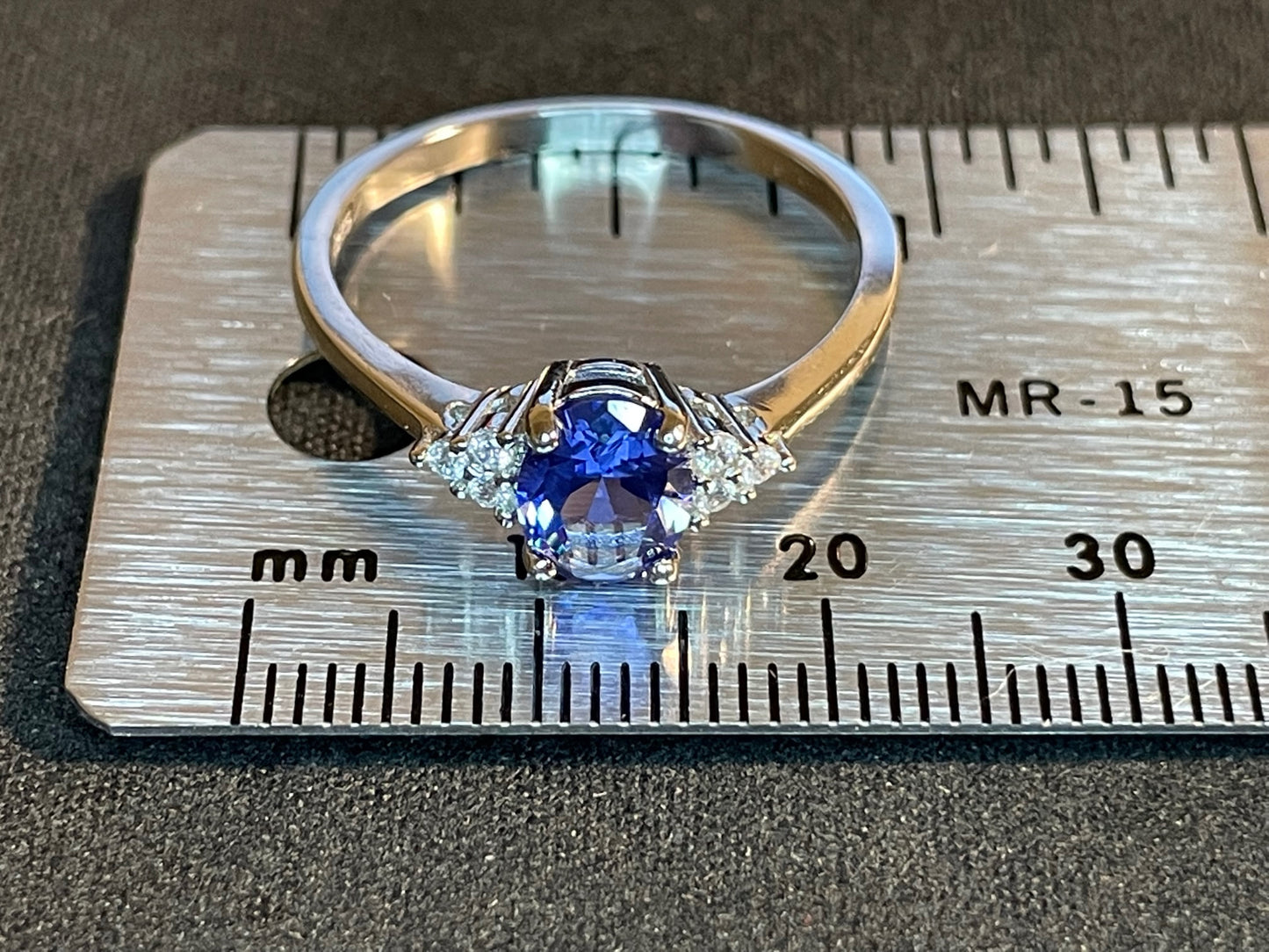 Brilliant Tanzanite Gemstone Diamond 925 Sterling Silver Ring Band Goth Retro Wedding Gift Satanic Pagan Wiccan Occult Jewelry Gift - Blue