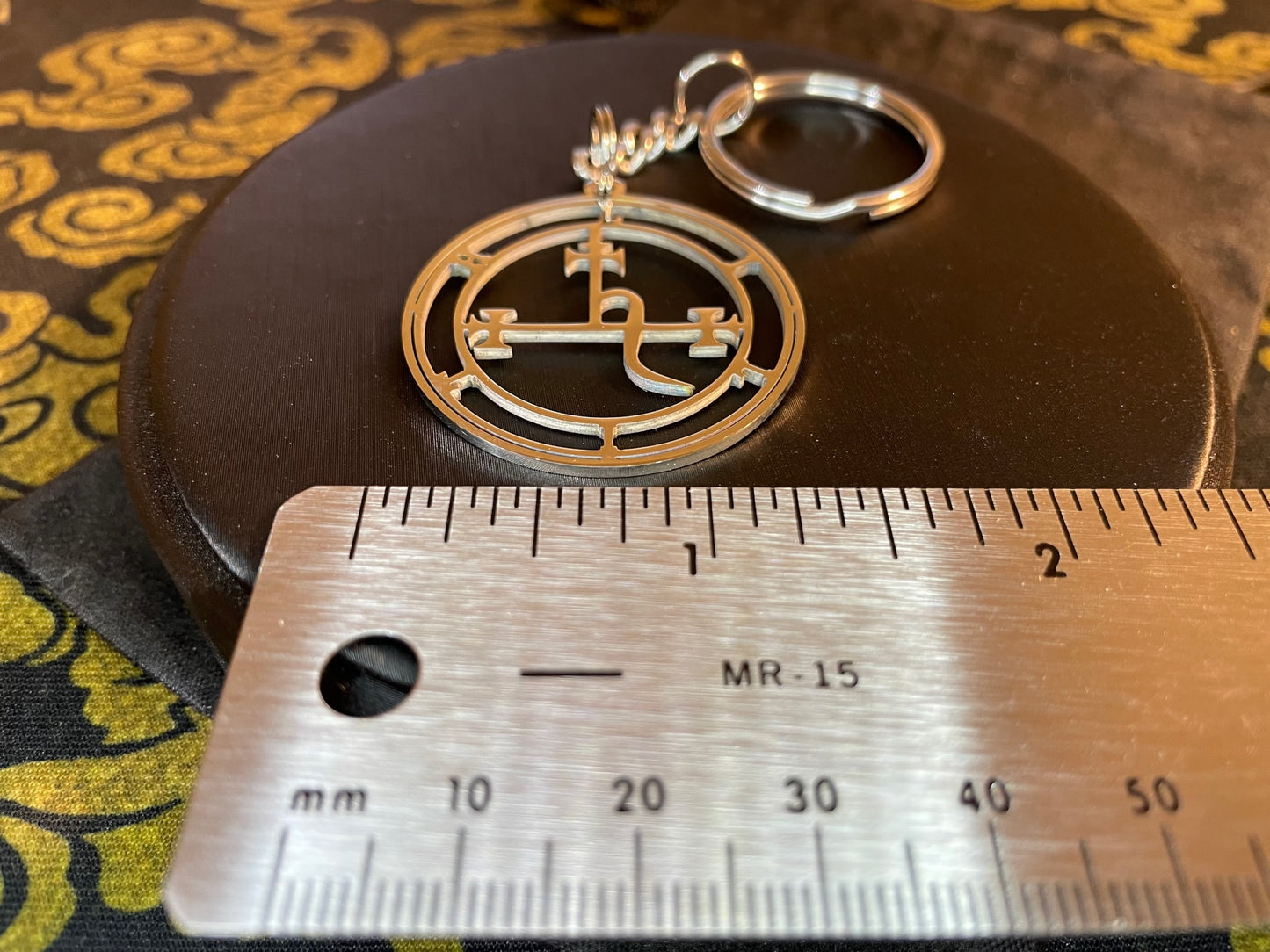 Demon Seal of Lilith Goddess Keychain Lucifer Satanic Sigil Stainless Steel Pendant Gothic Pagan Satan Wiccan Occult Jewelry Gift - Silver