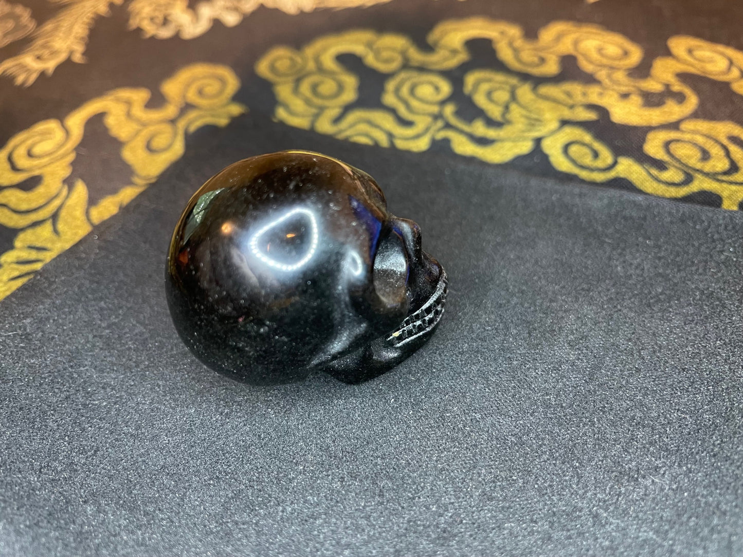 Obsidian Skull Natural Crystal Volcanic Glass Dragonglass Smoke Quartz Death Gothic Pagan Wiccan Satanic Occult Magic Ritual Stone - Black