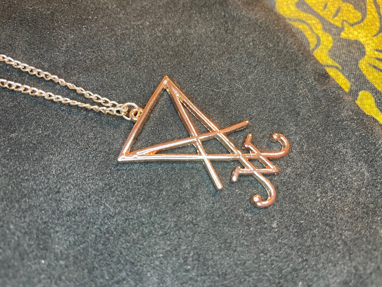 Sigil of Lucifer Seal of Satan Stainless Steel Pendant Necklace Gothic Satanic Wiccan Pagan Temple Church Occult Jewelry Gift - Rose Gold