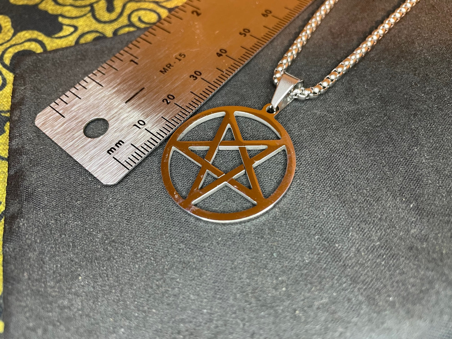 Inverted Pentagram Upside Down Stainless Steel Pendant Necklace Talisman Amulet Gothic Satanic Wiccan Pagan Occult Jewelry Gift - Silver