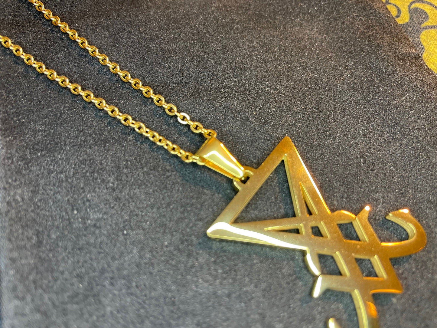 Sigil of Lucifer Seal of Satan Morning Star Venus Light-Bringer Stainless Steel Pendant Necklace Satanic Wiccan Occult Jewelry Gift - Gold