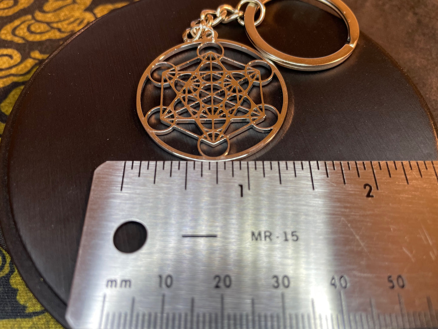 Metatron's Cube Flower of Life Sacred Geometry Yoga Hindu Buddhism Stainless Steel Pendant Keychain Satanic Occult Jewelry Gift -  Silver