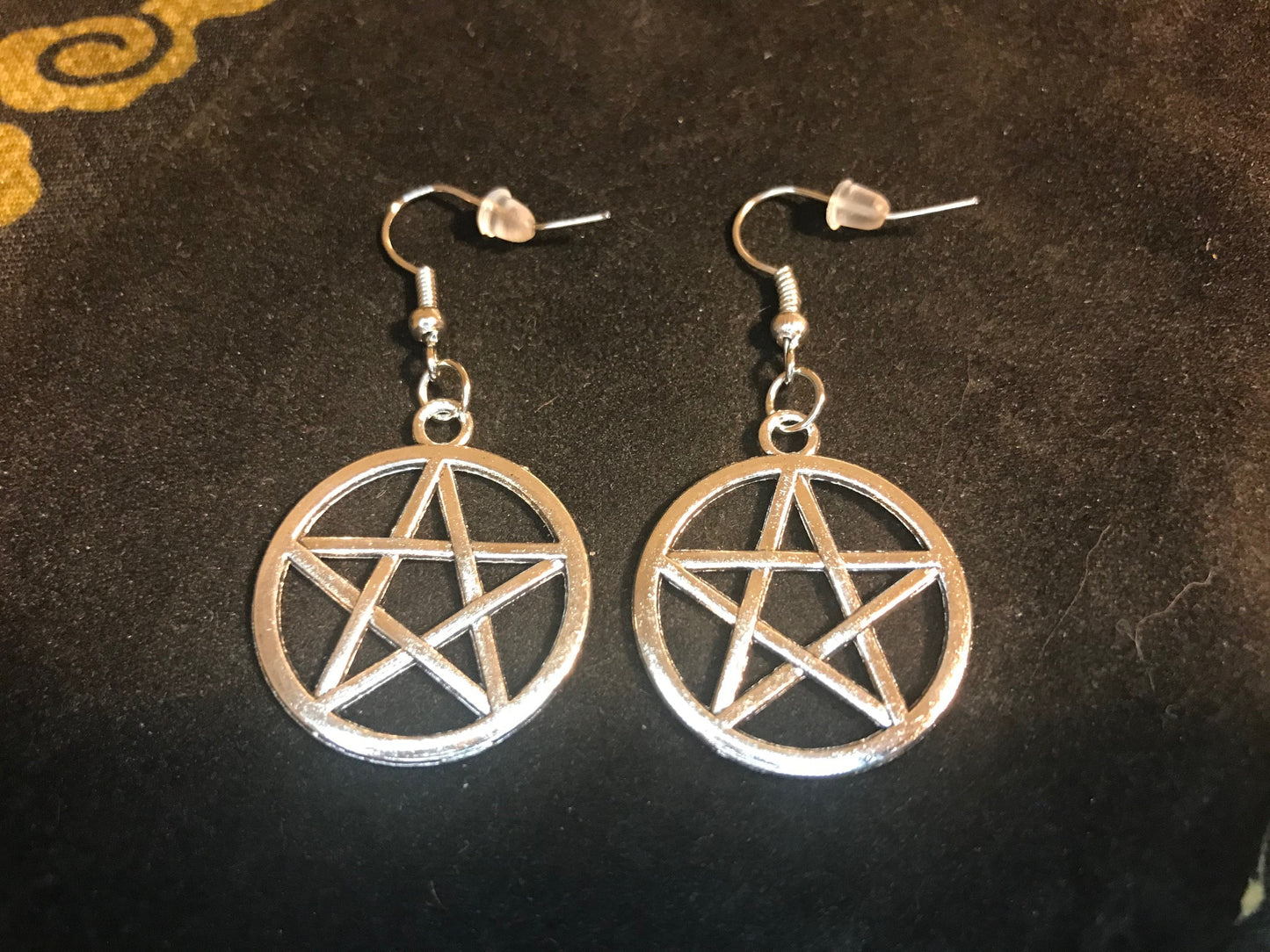 Pentacle 5-Pointed Star Woven Overlap Pentagram Charm Earrings Mystical Pendant Occult Gothic Pagan Satanic Wiccan Jewelry Gift - Silver