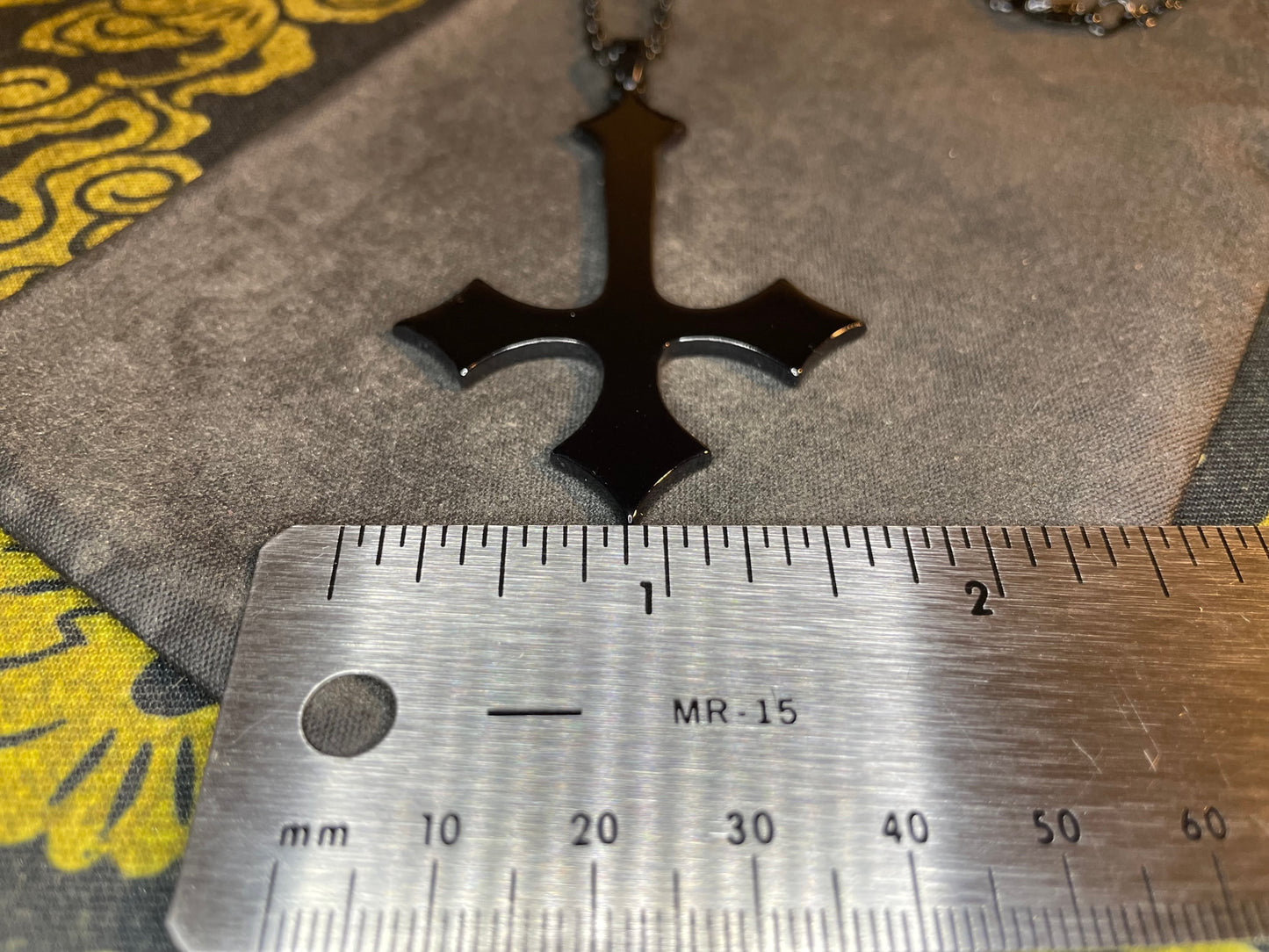 Swirled Acrylic Inverted Upside Down Cross Pendant Necklace Vintage Gothic Satanic Church Pagan Wiccan Occult Jewelry Best Gift - Black